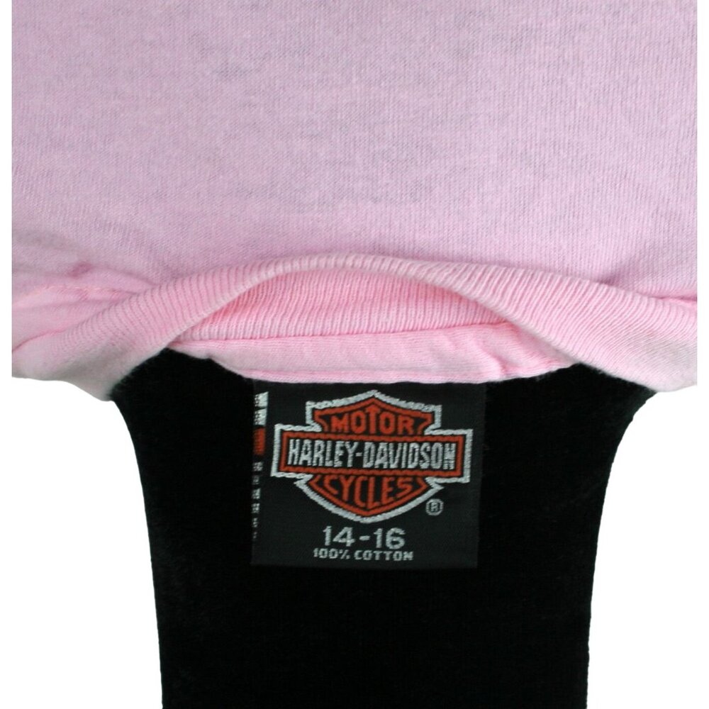 Vintage Harley-Davidson East Coast Quantico Pink Tee Youth Size 14-16 New - Picture 7 of 9